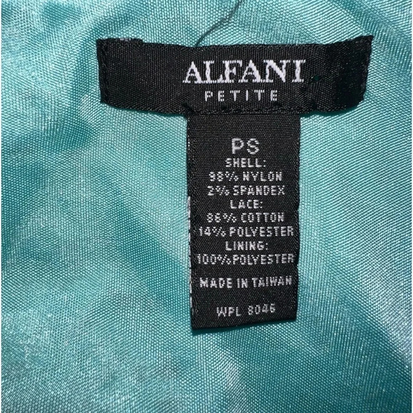 Alfani, PS, eyelet and open crochet, 3/4 sleeves, aqua marine, scoop neck, midi - Picture 4 of 5